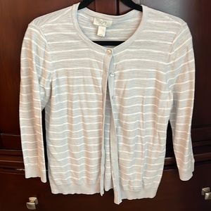 Loft gray and white cardigan